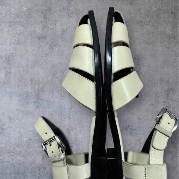 Zara Cream Leather Cage Flat Fisherman Sandals Women’s Size 40 Women’s Size 9 - Picture 7 of 9